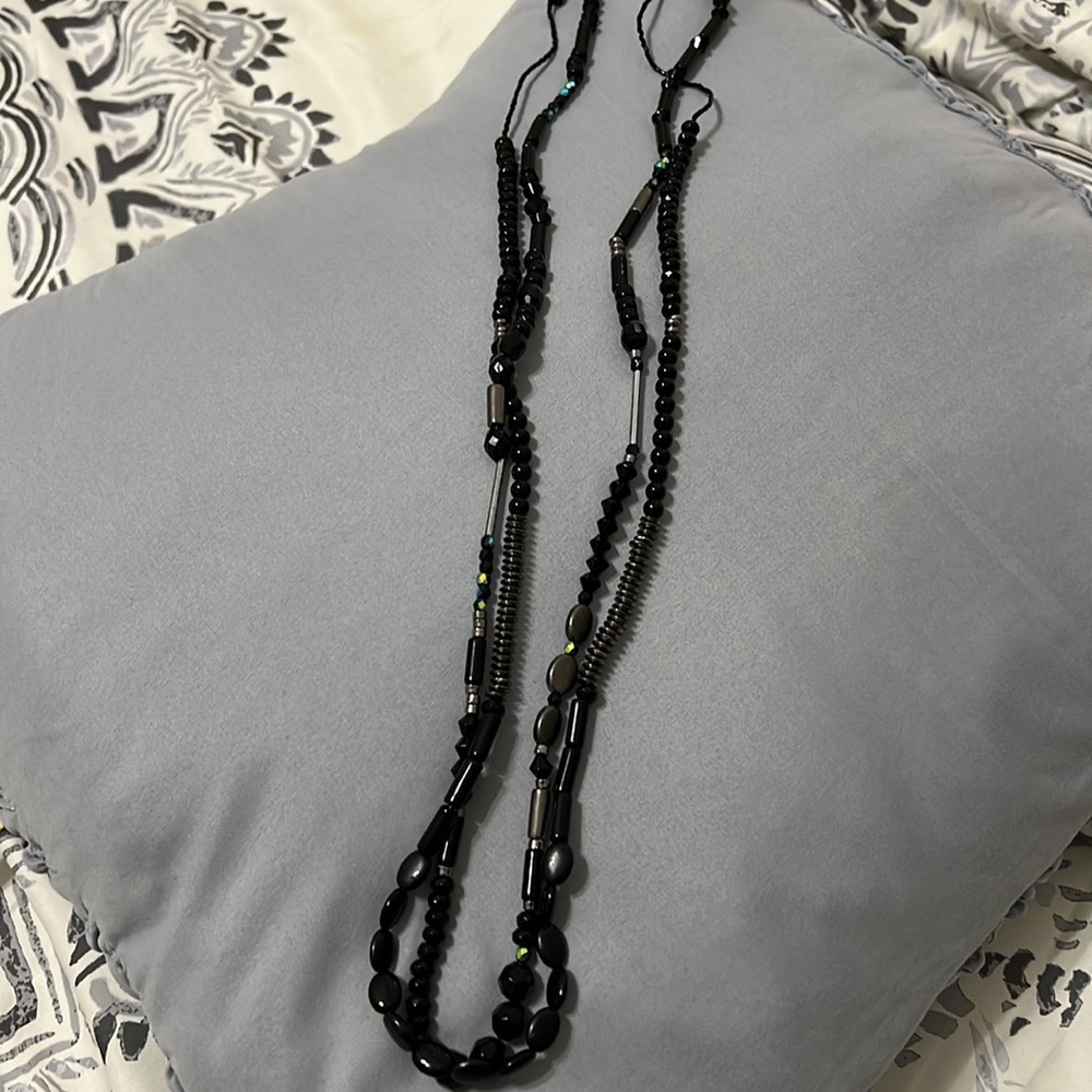 Chicos, black beads necklace 17 inches long